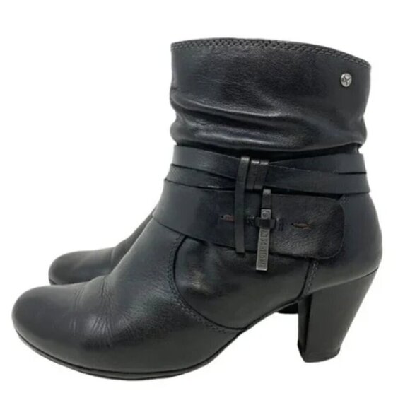 Pikolinos Verona Black Leather Western Slouch Zip Ankle Boots - Size 6.5 EU 37 - Picture 3 of 9